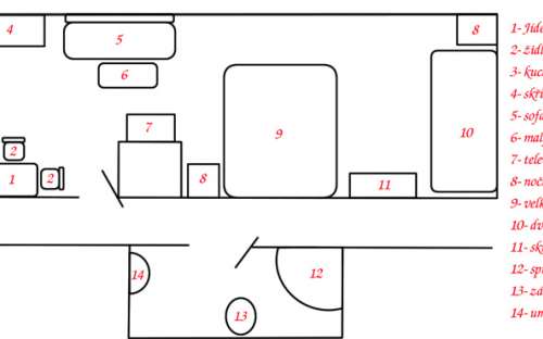 Apartmaji Harrachov 156 - načrt in opis stanovanja št