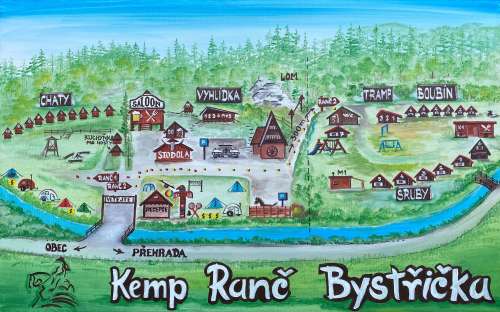 Kemp Ranč Bystřička - mapa kempu
